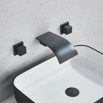 Oblikovanje | Mešalna armatura za kad in umivalnik | Gumbi | Curved Spa | Mat črna