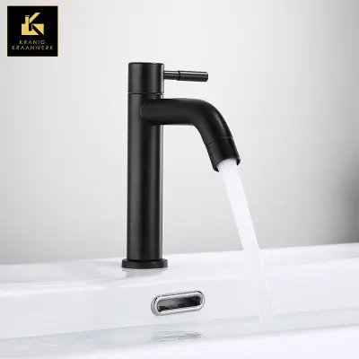 Kontakt Senzorska pipa | Brez dotika | Pipa za umivalnik in fontano | Senzorska pipa | Pipa za hladno vodo | Darento | Mat črna