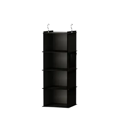 Viseči organizator za omaro, črna blaga torba za shranjevanje s kovinskimi kavlji  29,7x30x80