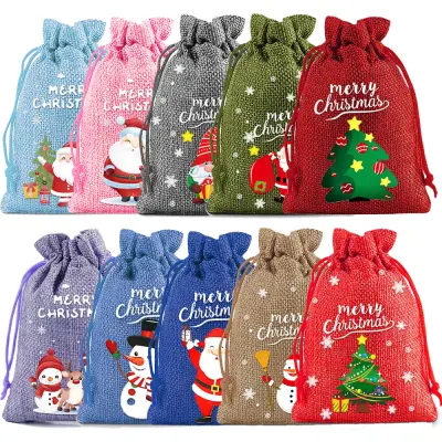 Božične darilne vrečke iz jute   10-paket