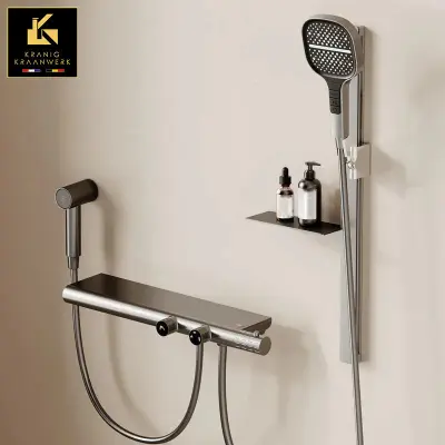 Ekskluzivna pipa za prho | nadometna tuš garnitura | Prelomno oblikovanje | Eloise | Siva in bela