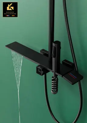 Pipa za prho | izjemno lep nadometni tuš set | Minimalističen slog | Bernadette | Črna