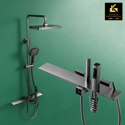 Pipa za prho | izjemno lep nadometni tuš set | Minimalističen slog | Bernadette | Gunmetal Grey