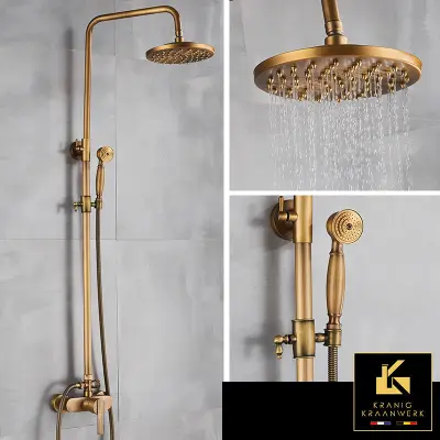 Pipa za prho Podeželski in industrijski slog | nadometna tuš garnitura | Uršula | Staro zlato