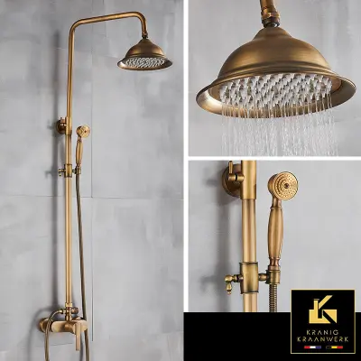 Pipa za prho Podeželski in industrijski slog | nadometna tuš garnitura | Uršula | Staro zlato