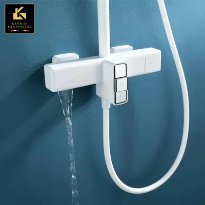 Pipa za prho | nadometna tuš garnitura | z zaslonom in fiksno palico | Kotni slog | Biranda