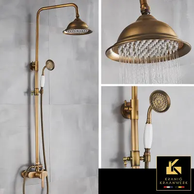 Pipa za prho Podeželski in industrijski slog | nadometna tuš garnitura | Uršula | Staro zlato