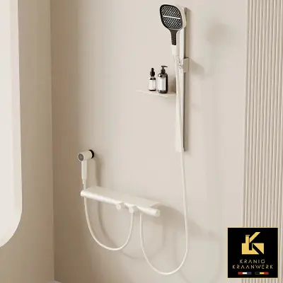 Ekskluzivna pipa za prho | nadometna tuš garnitura | Prelomno oblikovanje | Eloise | Siva in bela