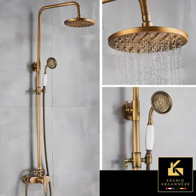 Pipa za prho Podeželski in industrijski slog | nadometna tuš garnitura | Uršula | Staro zlato