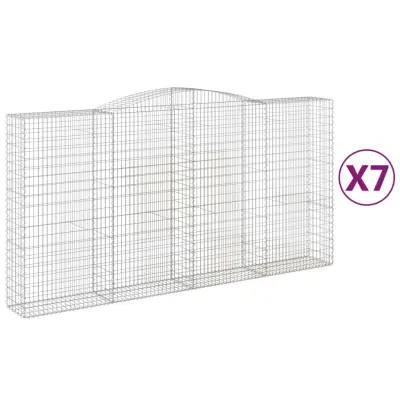 vidaXL Obokane gabion košare 7 kosa 400x50x200/220 cm pocinkano železo