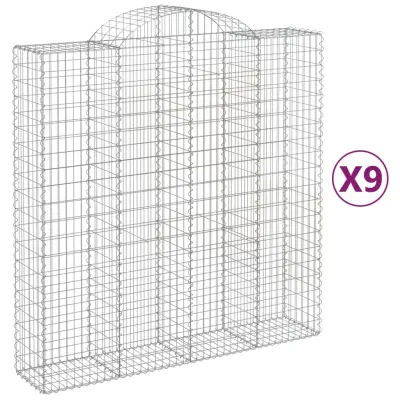 vidaXL Obokana gabion košara 9 kos 200x50x200/220 cm pocinkano železo