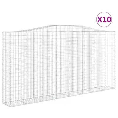 vidaXL Obokane gabion košare 10 kosa 400x50x200/220cm pocinkano železo