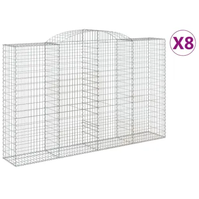 vidaXL Obokane gabion košare 8 kosov 300x50x180/200cm pocinkano železo