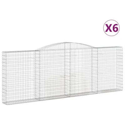 vidaXL Obokane gabion košare 6 kosov 400x30x140/160cm pocinkano železo