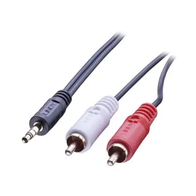 LINDY 35680 cinch / klinker avdio priključni kabel [2x moški cinch konektor - 1x 3\,5 mm banana moški konektor] 1.00 m črna
