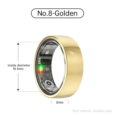 Smart Ring R1000 – Monitor spanja, Bluetooth 5.0, Monitor kisika v krvi Gold 8