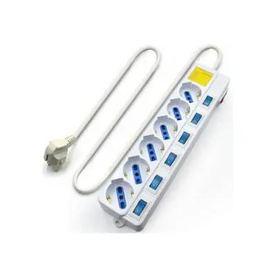 EWENT Power Strip Socket Block 6 Individual Button 5m