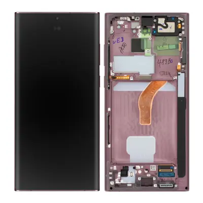 Originalni zaslon Samsung S22 Ultra, popoln blok z dinamicnim zaslonom AMOLED, steklo na dotik Bordeaux, servisni paket