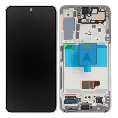 Originalni zaslon Samsung S22, celoten blok z dinamicnim zaslonom AMOLED, belo steklo na dotik, servisni paket