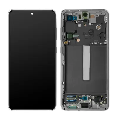 Originalni zaslon Galaxy S21 FE [Servisni paket]: stekleno ohišje LCD na dotik - belo