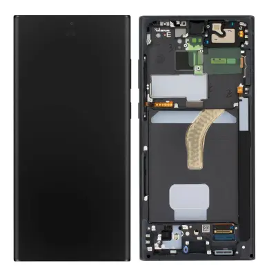 Originalni zaslon Samsung S22 Ultra, kompleten blok s crnim LCD zaslonom na dotik, servisni paket