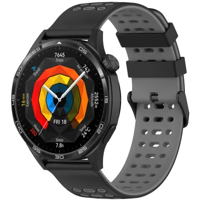 Silikonski pašček za uro 22 mm - za Huawei Watch GT5, Keep Watch Pilot1 Black+Grey