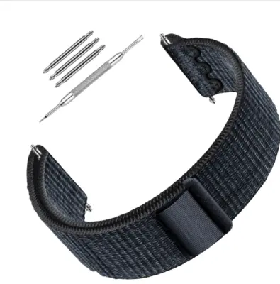 Najlonski pašček za uro Garmin, združljiv z modeli 22 mm - Forerunner 245/255/265M Black+Blue