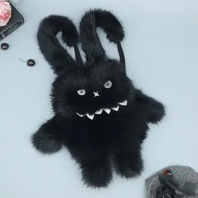 Plišasta zajčja torba Black