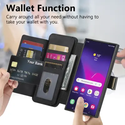 Magnetni snemljiv etui z denarnico za Samsung Galaxy - črn   Samsung Galaxy A05S