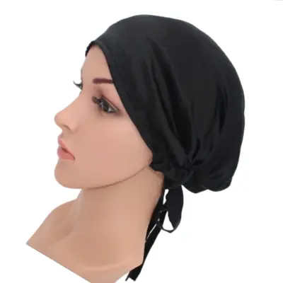 Svilena spalna kapa za nego las - zračna in udobna Black