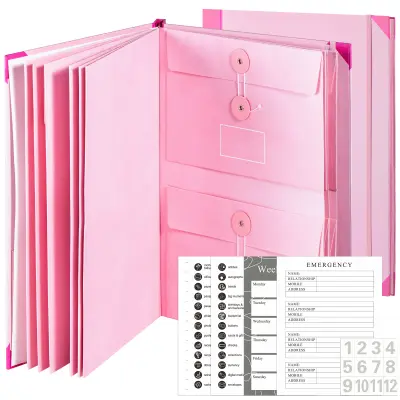 Harmonika mapa za dokumente, velikost A4 z razširljivimi mapami Pink