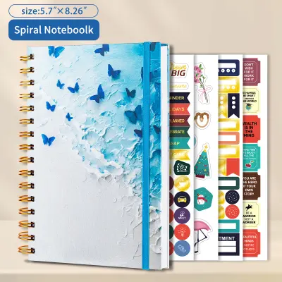 Beležnica | Spiralna beležnica A5 z linijo in nalepkami iz zlate folije   A