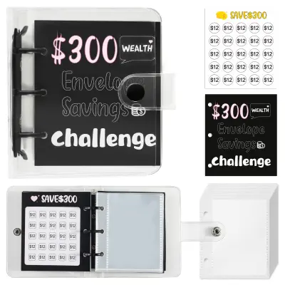 Money Saving Challenge Binder – Sistem mini denarnih ovojnic – cilj 300 USD Black