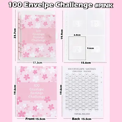 Beležka A5 Sakura z ovojnicami za denar Pink