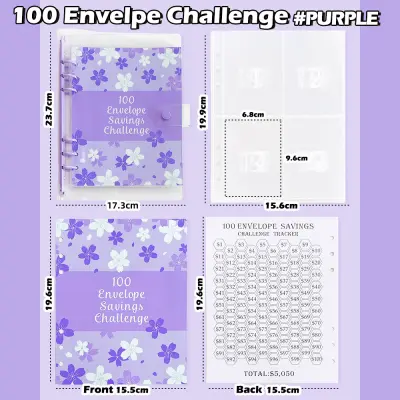 Beležka A5 Sakura z ovojnicami za denar Purple