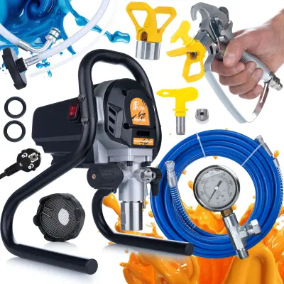 Rosfix Set Agregat za Barvanje EcoFlow 1200 – 1,7 L/min, 1200 W, 2000 PSI | 10 m Cev, Šoba 515