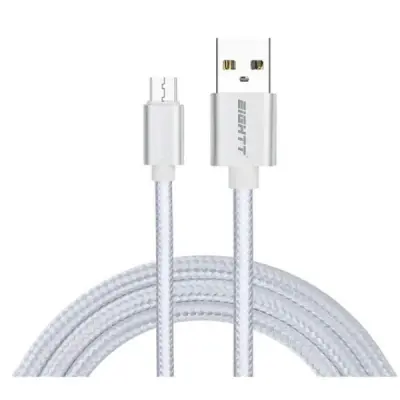 USB Eight Cable A MicroUsB 1MTS pleteni najlonski srebro. Aluminijasto ohišje