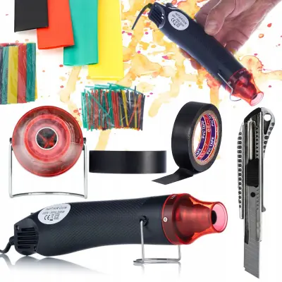 ROSFIX MINI GORILNIK NA VROČ ZRAK 300 W + NOŽ + IZOLACIJSKI TRAK 10 M + KOMPLET CEVI ZA TOPLOTNO KRČENJE 328 KOSOV.