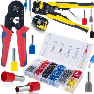 ROSFIX STROJ ZA STISKANJE IZOLIRANIH TULCEV + 1200 TULCEV + AVTOMATSKI ODSTRANJEVALEC KABLOV S STISKALNIKOM ZA KONEKTORJE