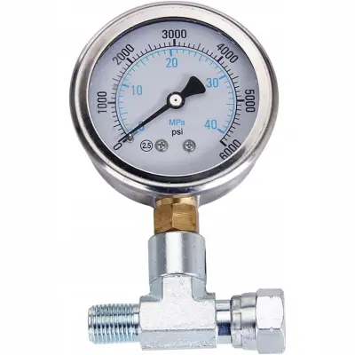 Rosfix Manometer z T-Kosom – 0–40 MPa, 1/4'''' Navoj, Glicerin, CrNi Jeklo, Ø56 mm, Razred 2.5 | Za Agregat