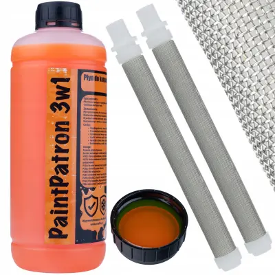 ROSFIX TEKOČINA ZA VZDRŽEVANJE IN ČIŠČENJE ZA ROSFIX PAINTPATRON 3V1 1L + KOMPLET 2. PRSTNI FILTER BELE BARVE S 60 MREŽNIMI OČESI ZA BRIZGALNO ENOTO Z