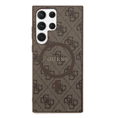 Guess, Zaš?itni ovitek za Samsung Galaxy S24 Ultra MagSafe Printed 4G, Rjava