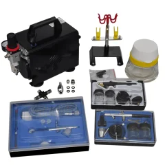 The Living Store Airbrush kompresor komplet s 3 pištolami - Airbrush Kompresor