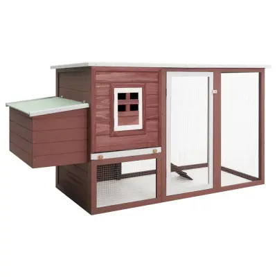 The Living Store Zunanji kokošnjak s kletko za jajca rjav les - Kokošnjak