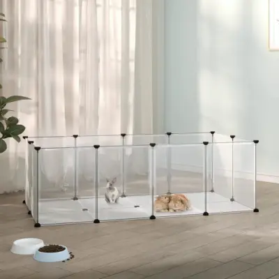 The Living Store Ograda za male živali prozorna 144x74x46,5 cm PP in jeklo - Ograda Za Živali