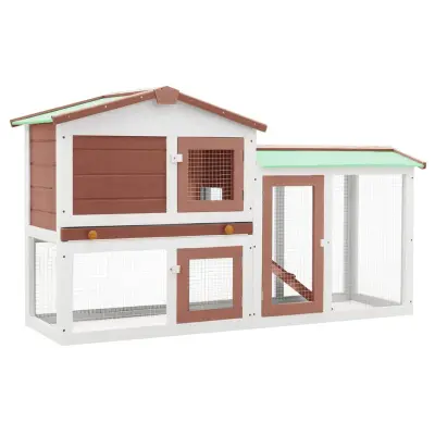 The Living Store Zunanji velik zaj?nik rjav in bel 145x45x84 cm les - Zaj?nik