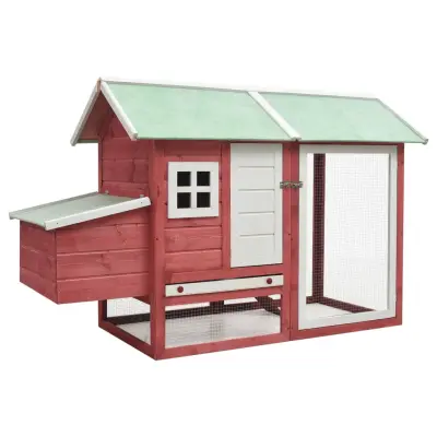 The Living Store Kokošnjak rde? 170x81x110 cm trdna borovina in les jelke - Zaj?nik