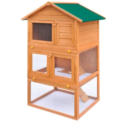 The Living Store Zunanji zaj?nik / hišica za male živali s 3 nadstropji iz lesa - Zaj?nik