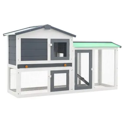 The Living Store Zunanji velik zaj?nik siv in bel 145x45x84 cm les - Zaj?nik