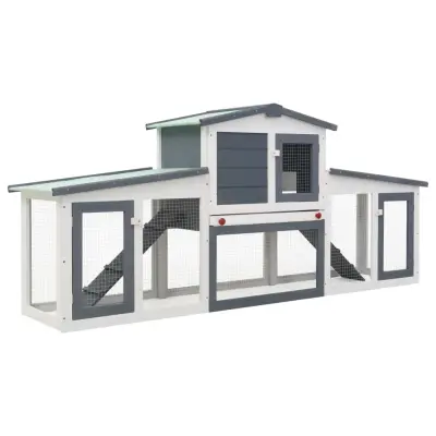 The Living Store Zunanji velik zaj?nik siv in bel 204x45x85 cm les - Zaj?nik